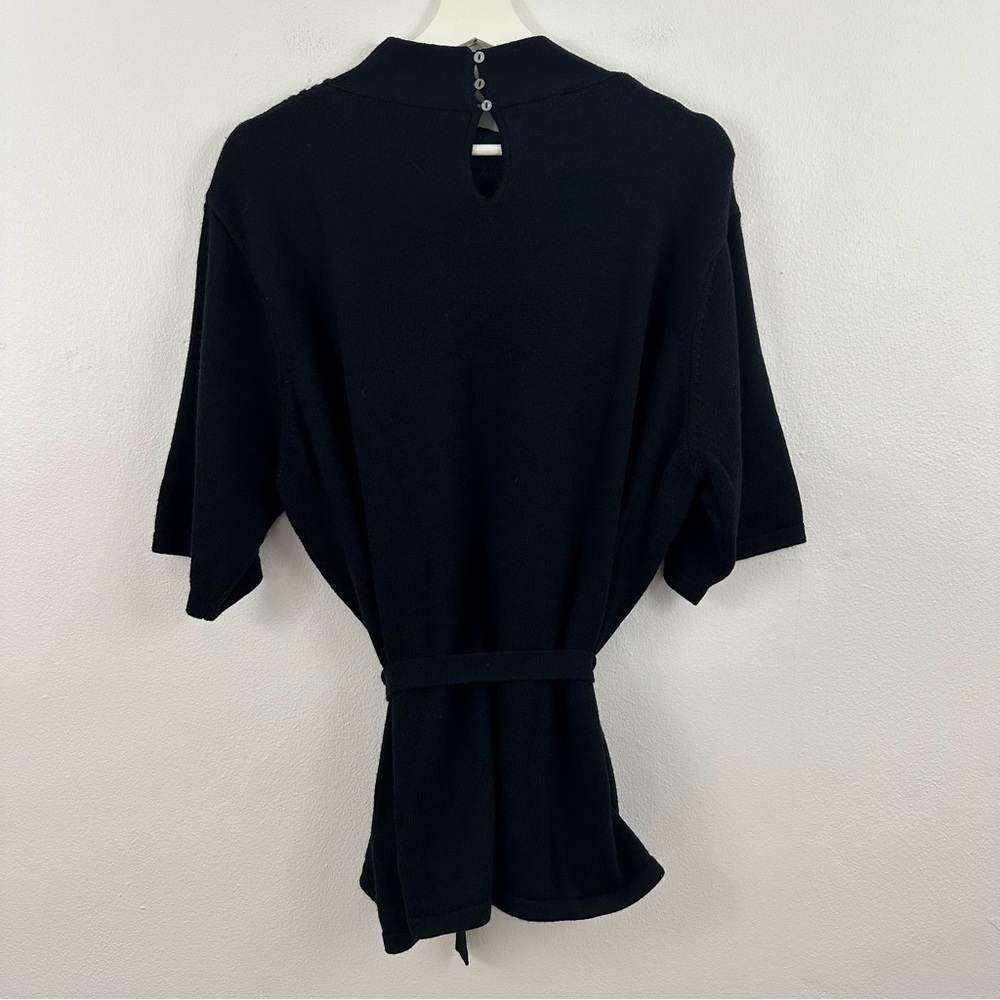 Talbots Women’s 100% Merino Wool Black Tie Front Sweater Size 2X - Picture 2 of 5